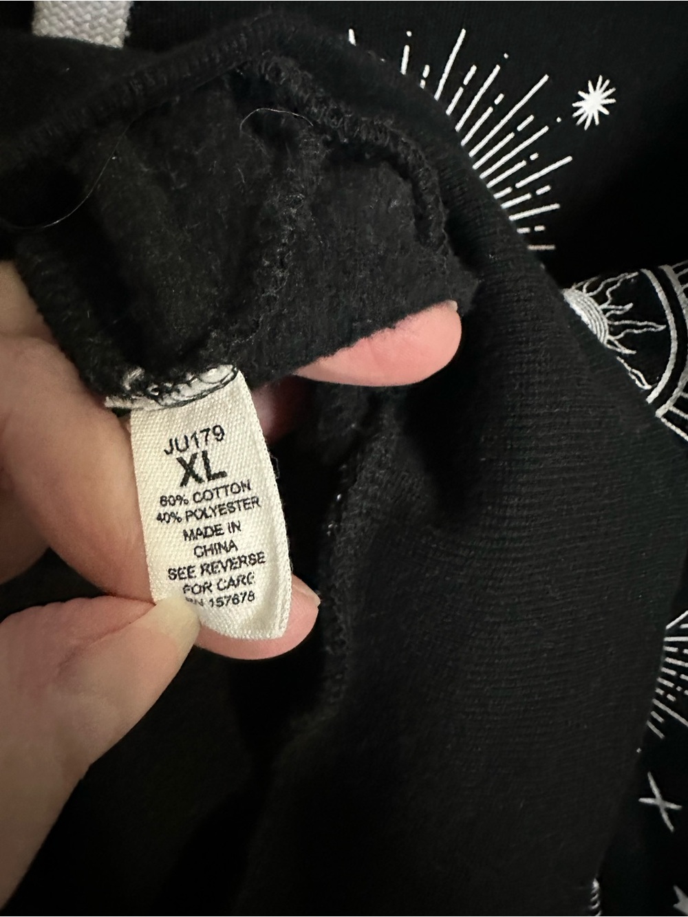 Reflex Black and White Celestial Hooded Sweatshirt Size XL - Reflective - Picture 5 of 5